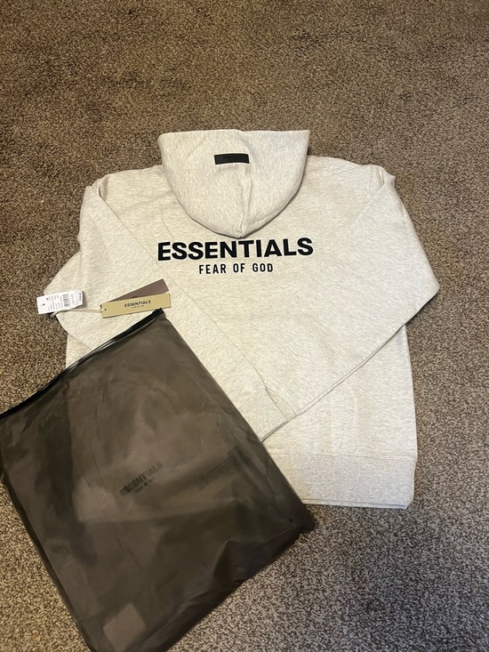 Essentials Sweaters - Essentials Light Gray Crewneck Sweatshirt with ESSENTIALS Logo